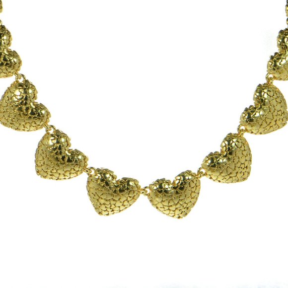 Oscar de la Renta Heart Clusters Gold-tone Necklace